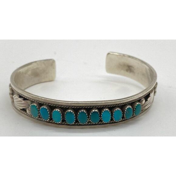 Dave & Celia Nieto Zuni Vintage Stlg Silver‎ Turquoise Cuff - Picture 1 of 7